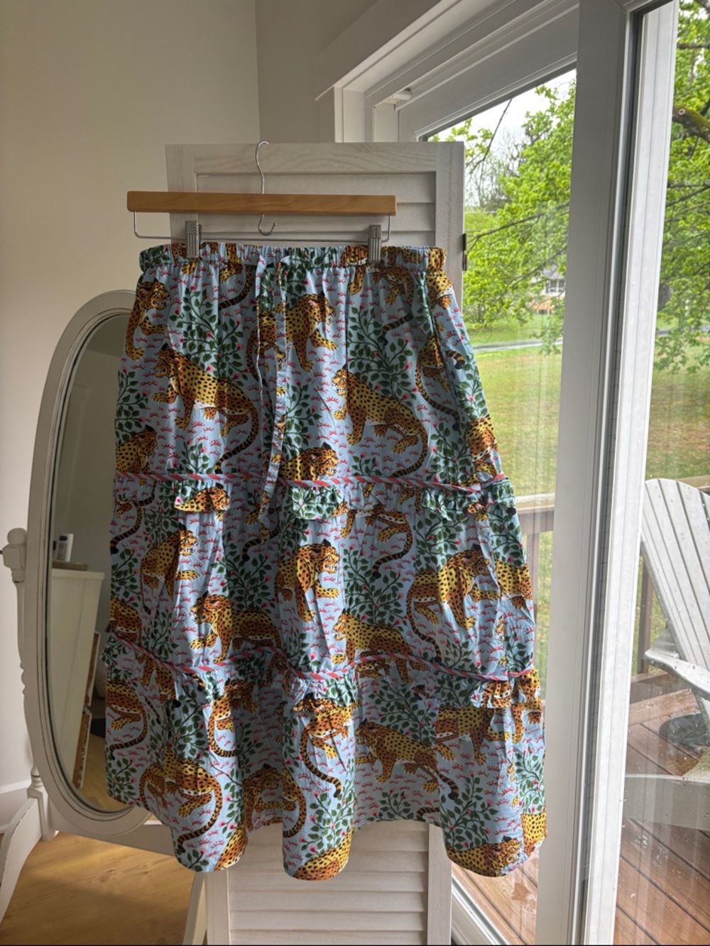 Printfresh Organic Cotton Midi Skirt in Bagheera print NWOT Size XL